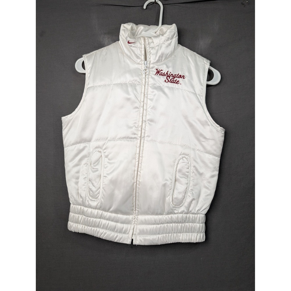Nike Washington State Cougars White Satin Puffer Vest XS 14353X